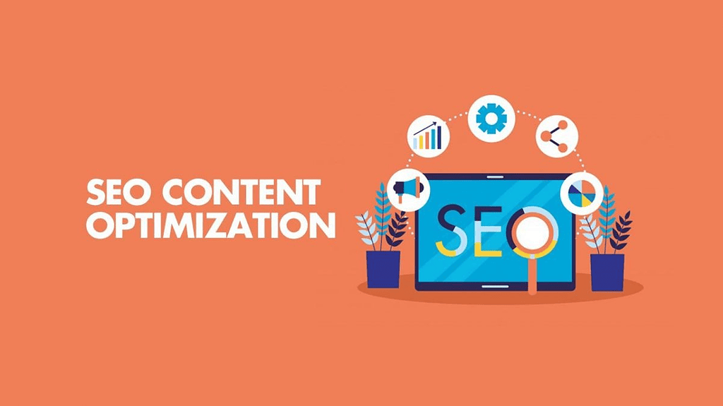 An infographic detailing the steps of Content Optimization for SEO, improving a website's performance.