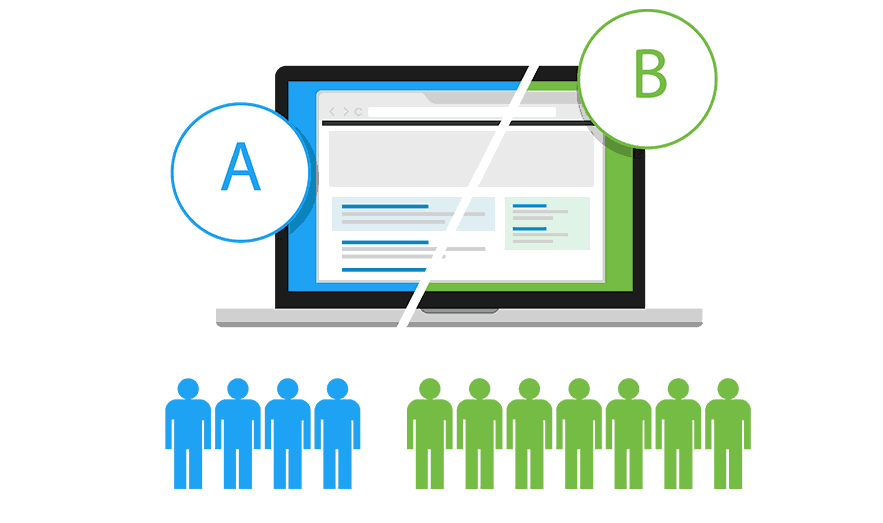 Group of people choosing from two different options of A/B Testing