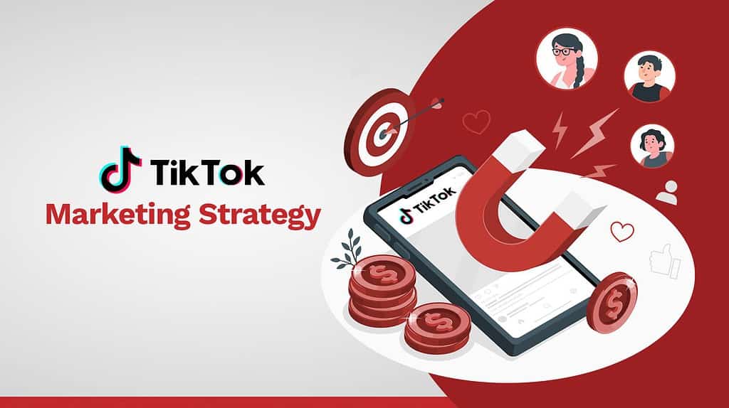 Illustration of a TikTok influencer promoting a product via TikTok Marketing